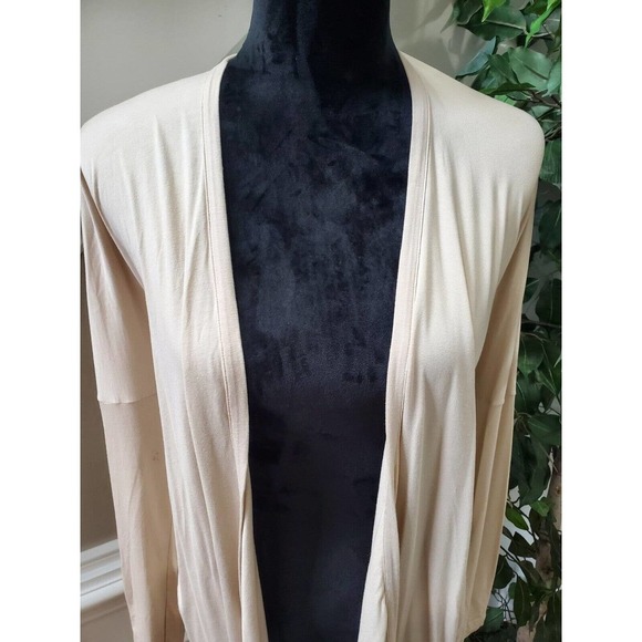 D. Exterior Women's Cream Viscose Long Sleeve Open Front Cardigan Sweater Size S - Picture 3 of 10